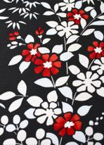 黒地絽赤白夏の花模様